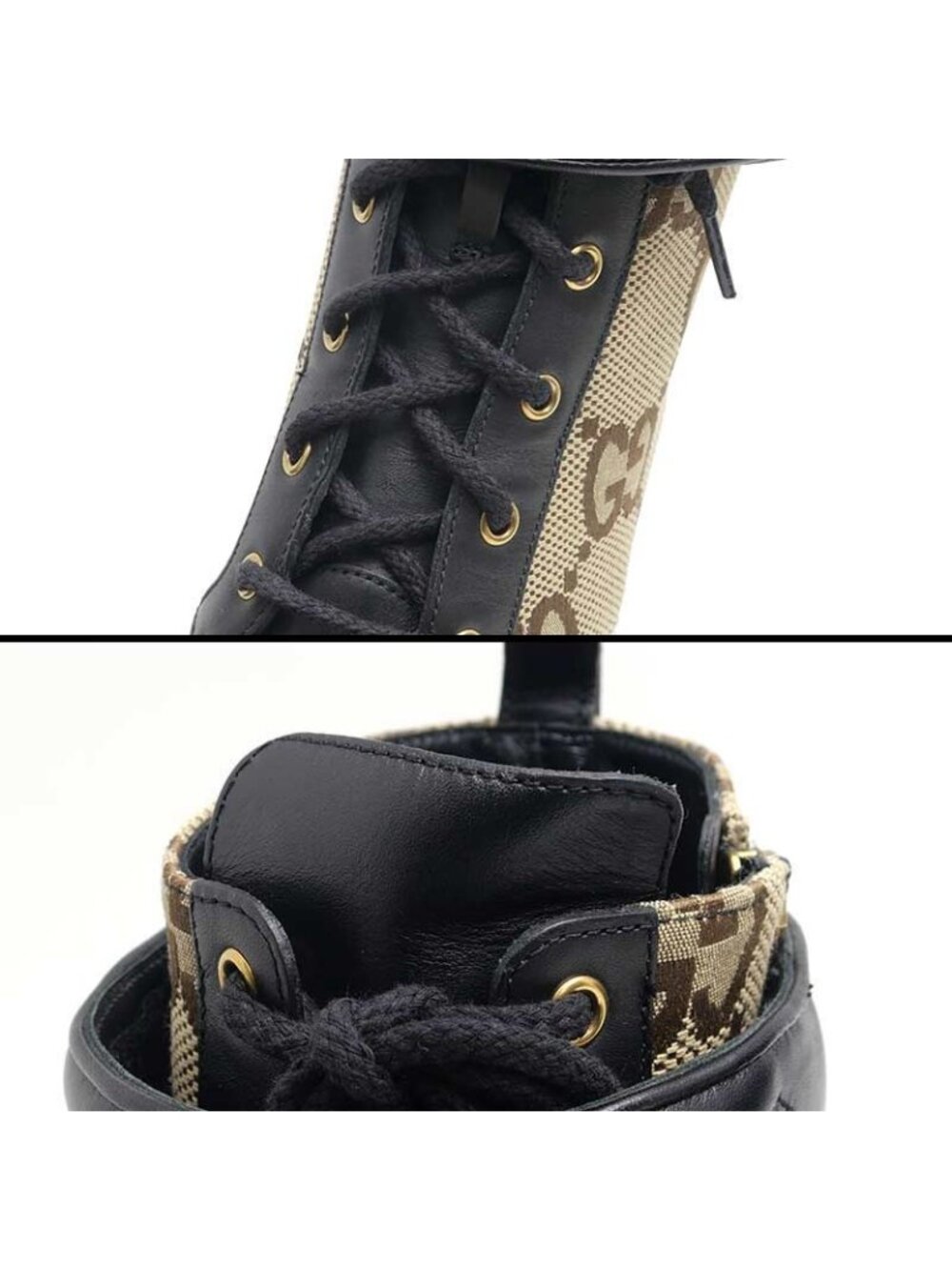 Gucci Double G Ankle Boots 38 GG Canvas Leather - Picture 7 of 11